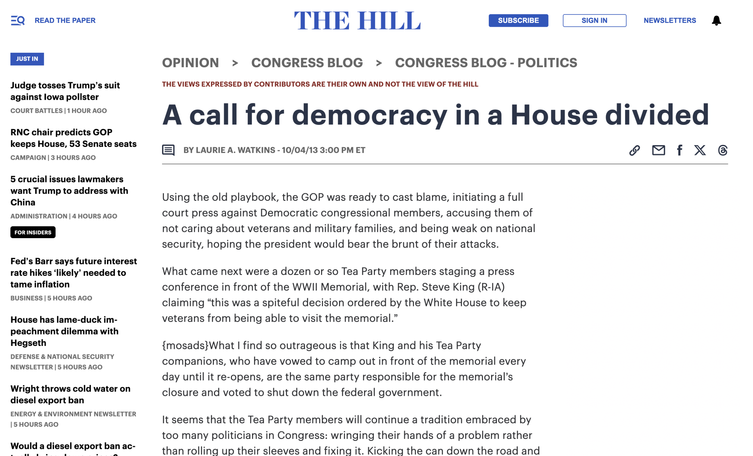 A call for democracy in a House divided | Originally published in The Hill